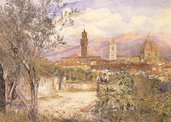 Henry Roderick Newman View of Florence,From the Gardens fo the Palazzo de'Mozzi (mk46) Norge oil painting art